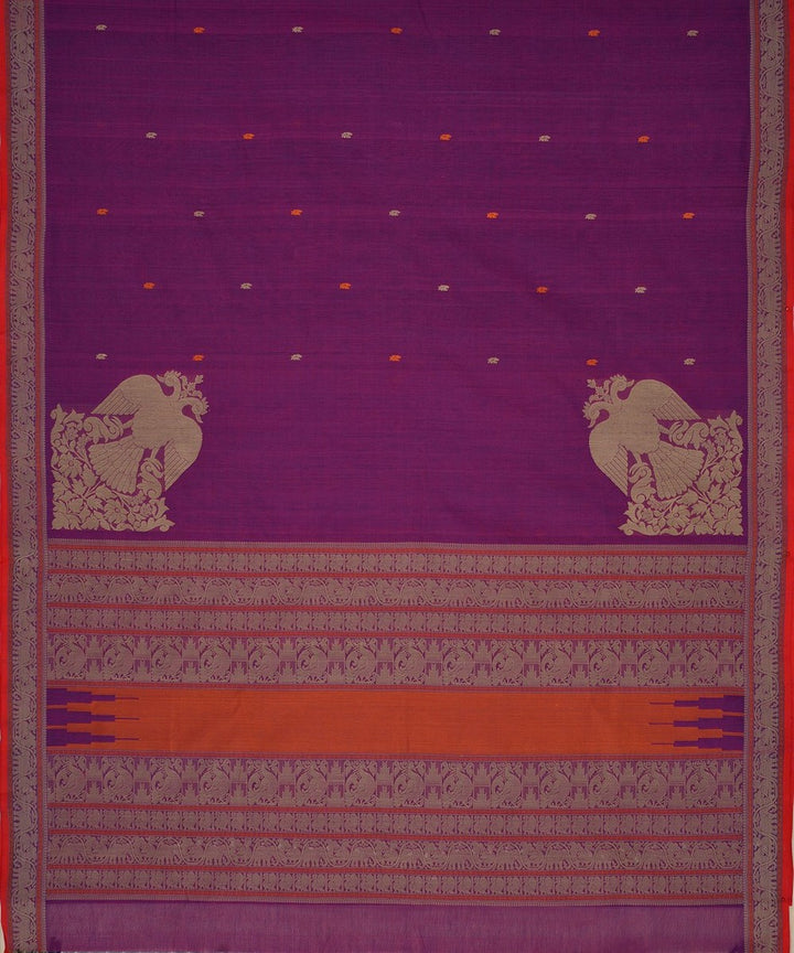 Purple beige handwoven kanchi cotton saree