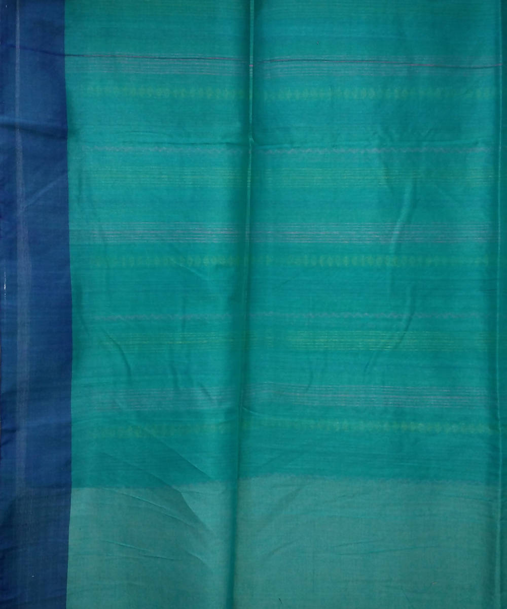 Bengal Firozi Blue Striped Handloom Cotton Saree