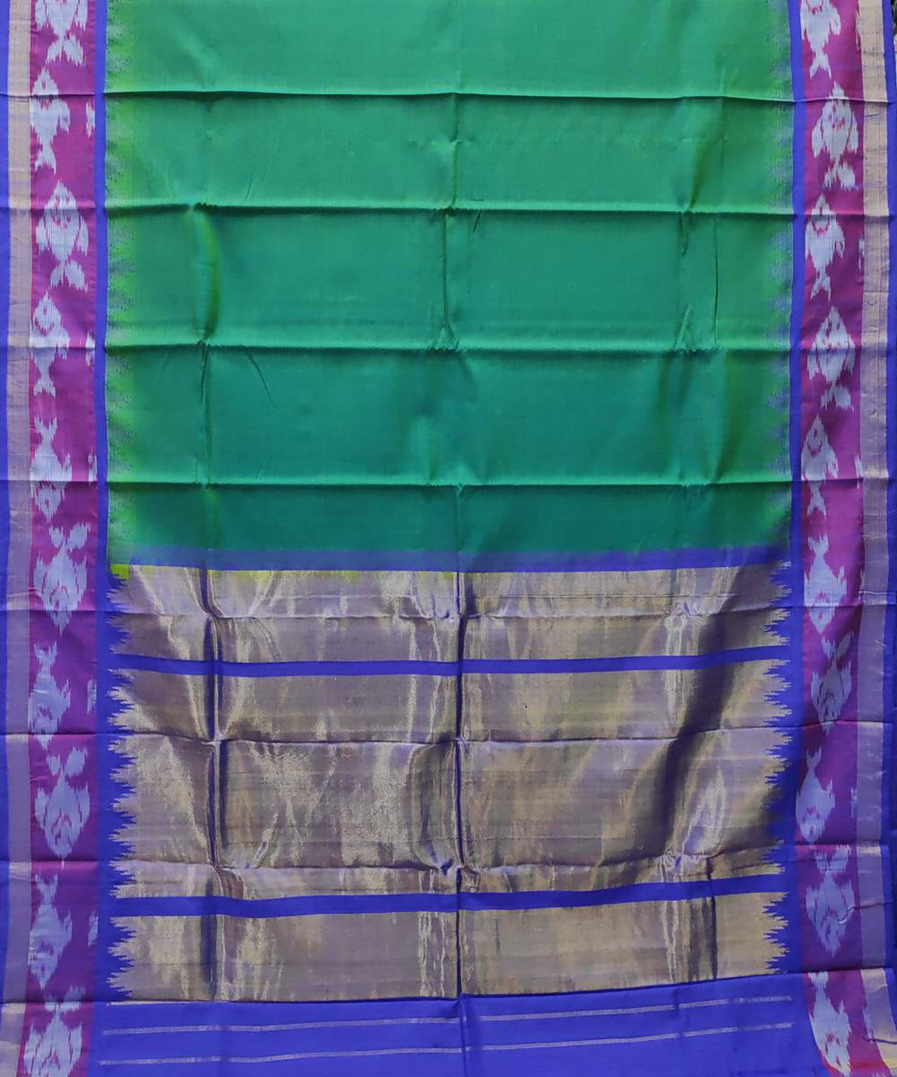 Dark green with violet handwoven gadwal silk saree