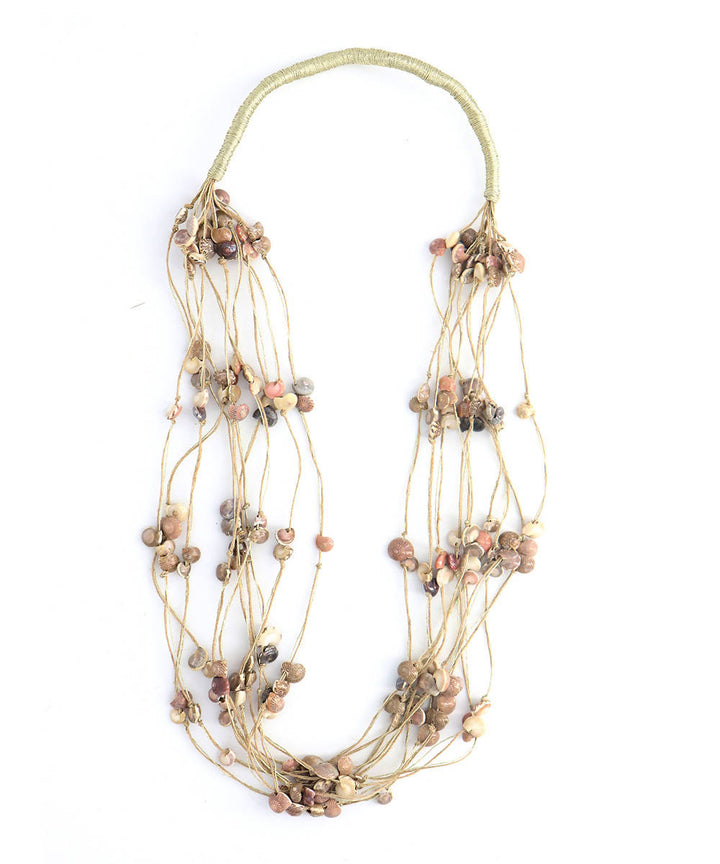 handcrafted layered jute shell Tribe Vibe necklace
