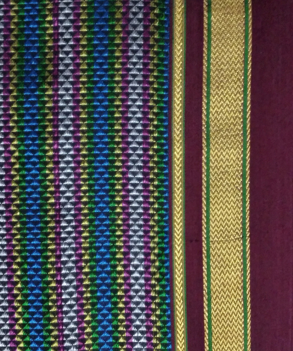 Multicolor handwoven cotton art silk khun fabric