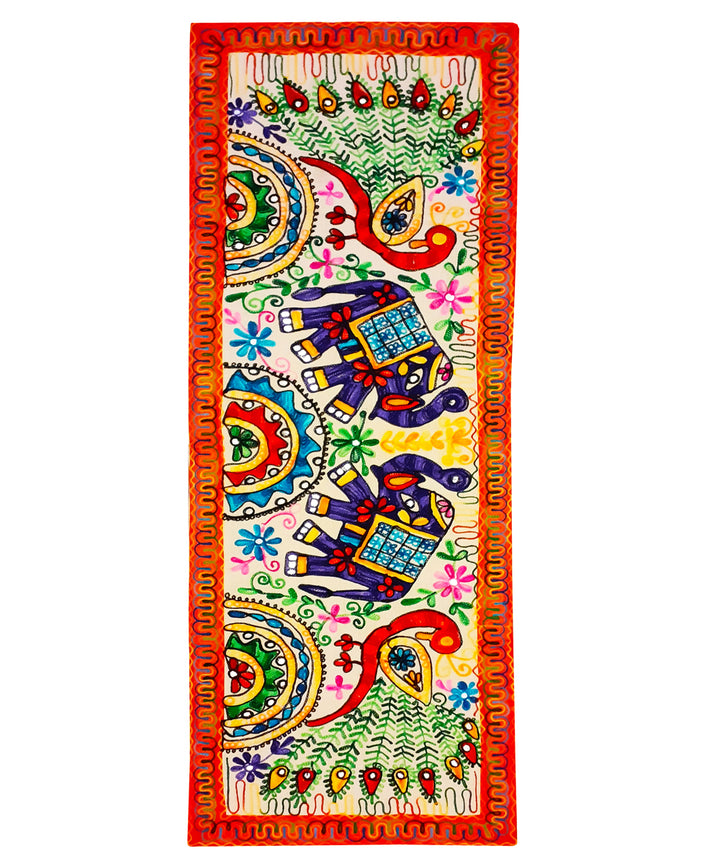 Multicolor bohemian hand embroidery cotton table runner