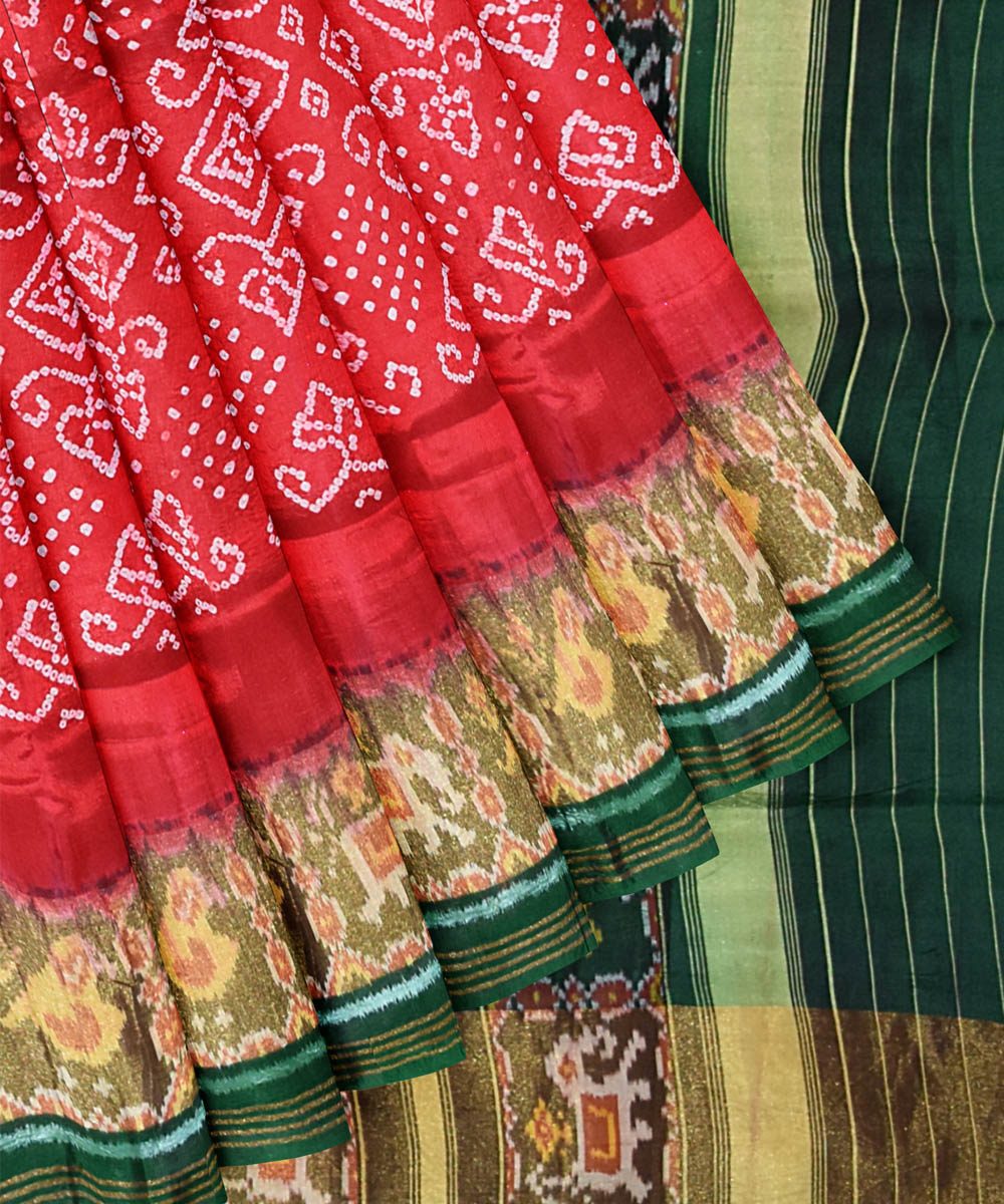 Red hand woven bandhani patola silk saree