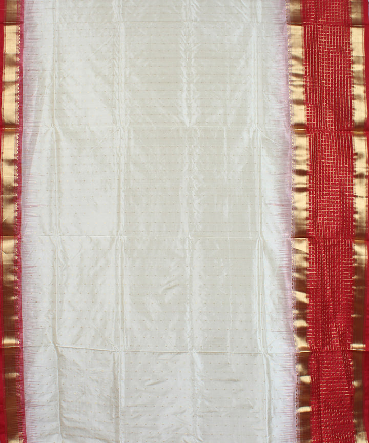 White red handwoven karnataka silk saree