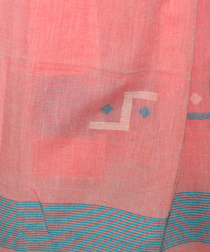 Pink handwoven cotton jamdani dupatta
