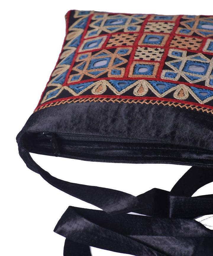 Black blue hand embroidery mashroo cross body sling bag