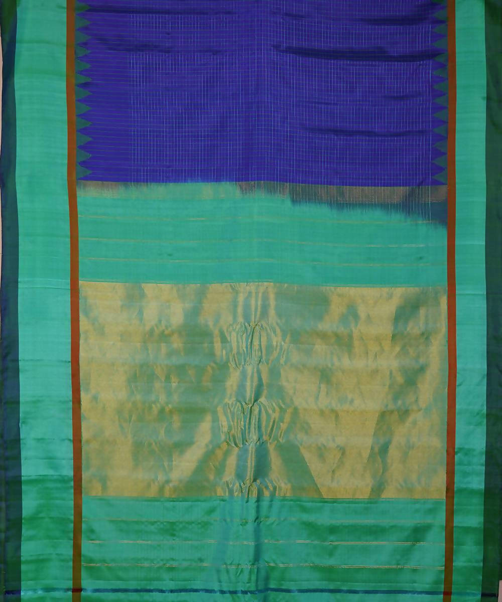 blue green handloom gadwal jacquard silk saree