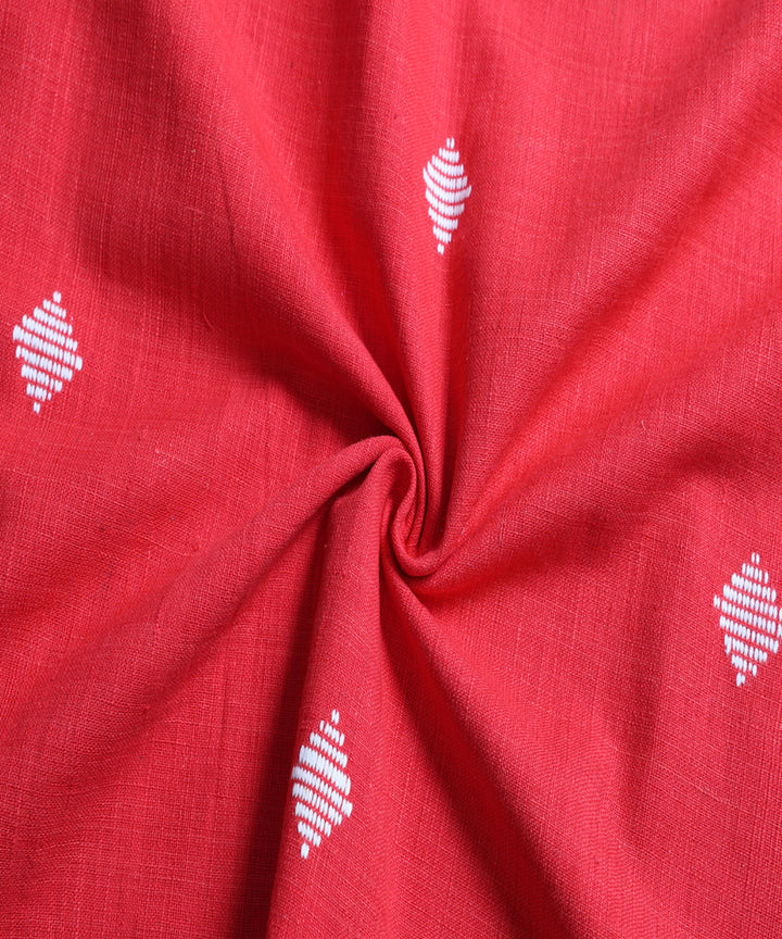 Red white handspun handwoven extra weft diamond buti cotton fabric