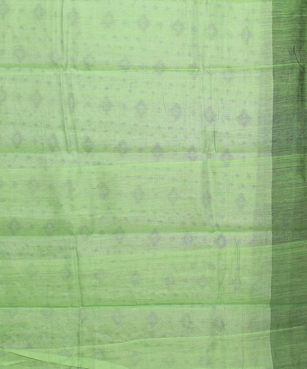 Bengal green black handwoven cotton blend Saree