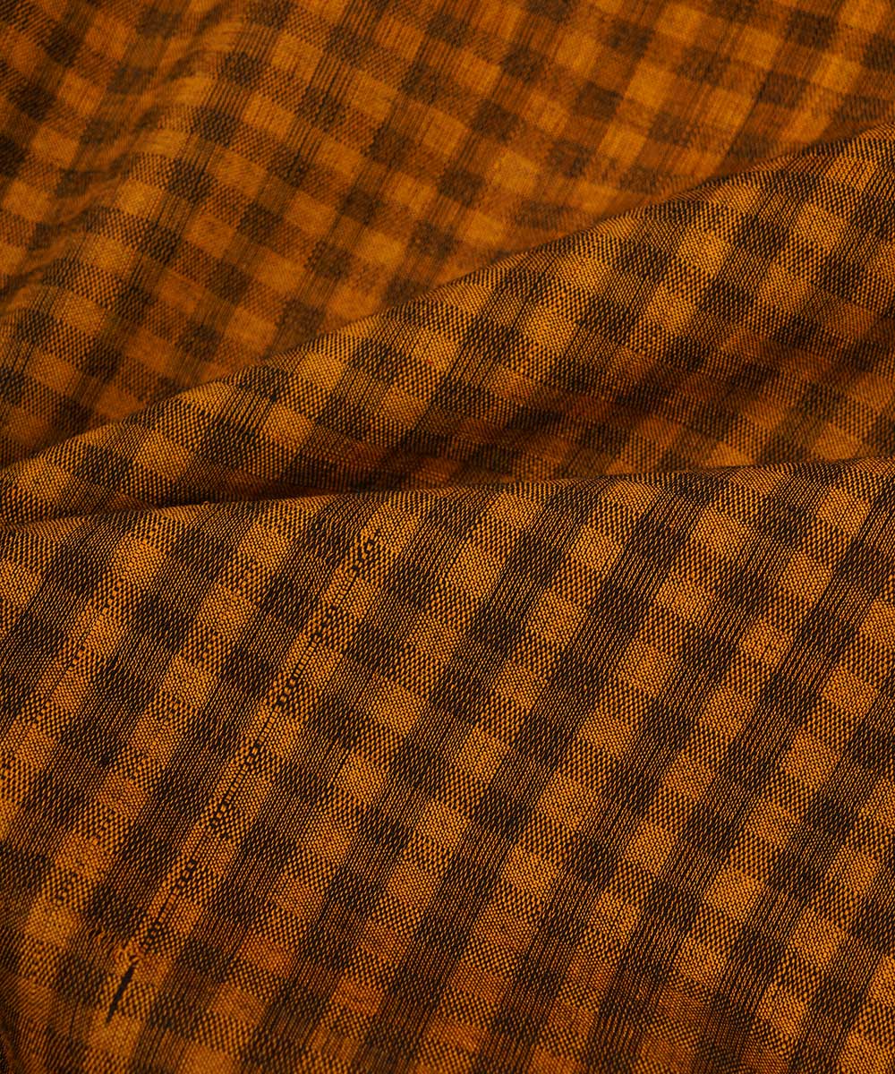 2.5m Brown handwoven checks cotton mangalgiri kurta material