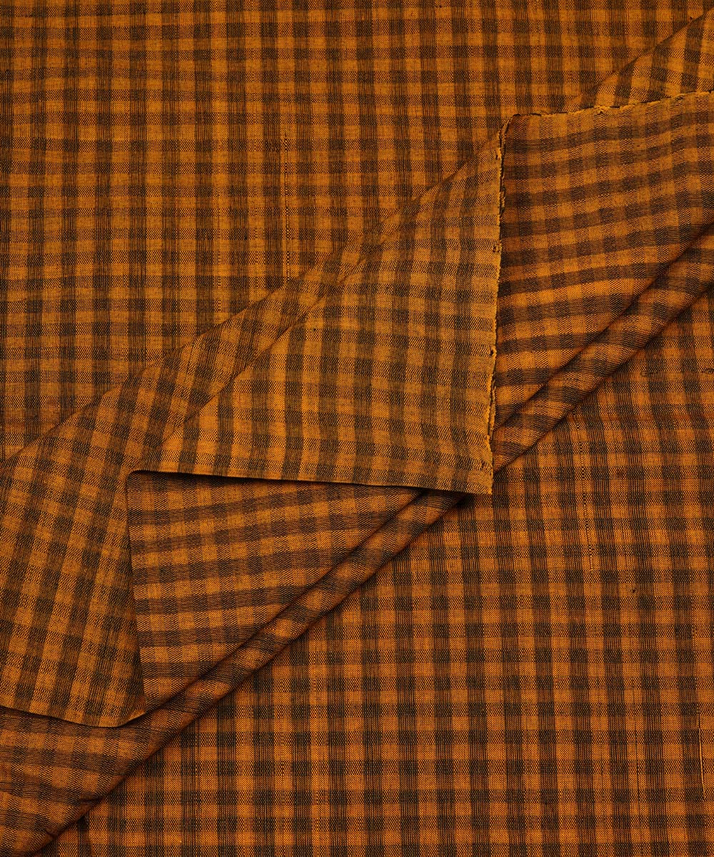 2.5m Brown handwoven checks cotton mangalgiri kurta material
