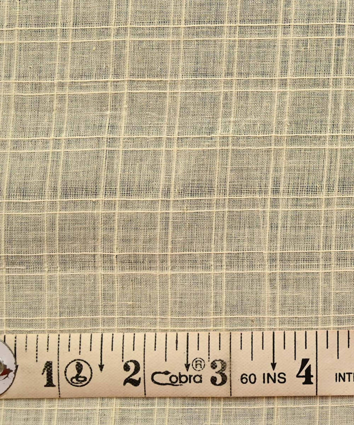 Dark beige checks handspun handwoven cotton fabric