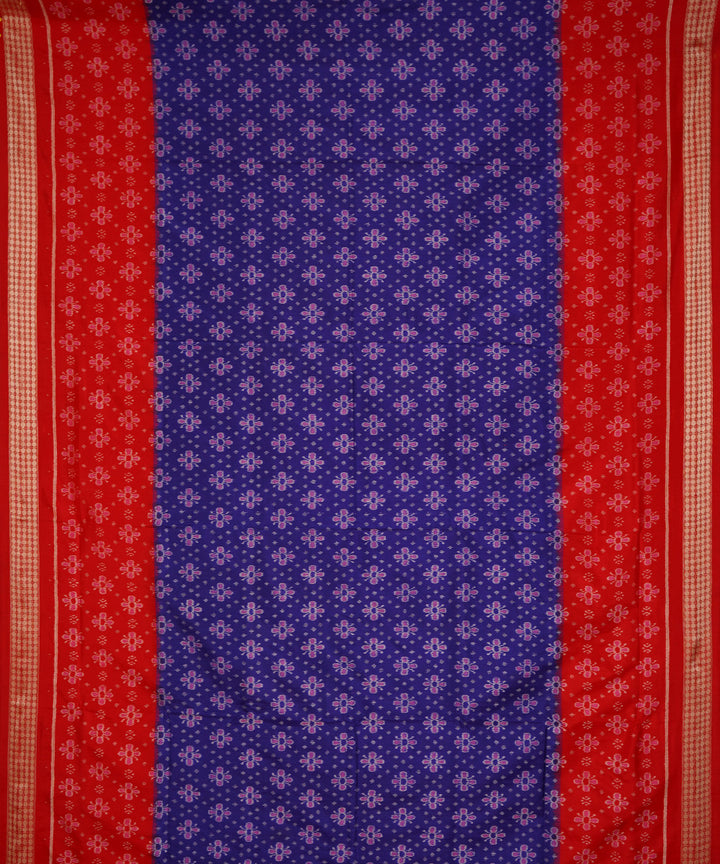 Navy blue red silk handloom sambalpuri saree