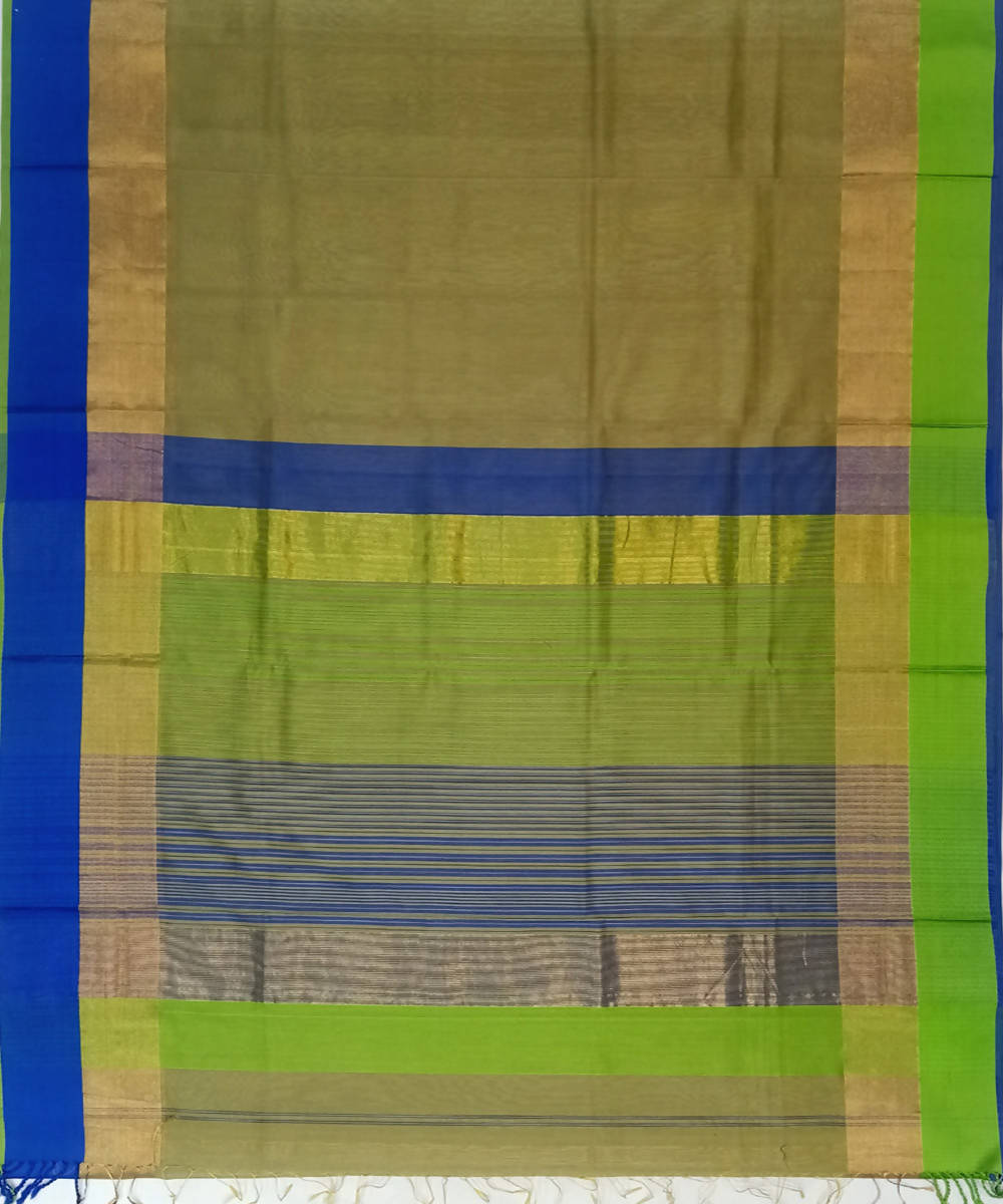 Maheshwari Flaxen Yellow Handloom Cotton Silk Saree