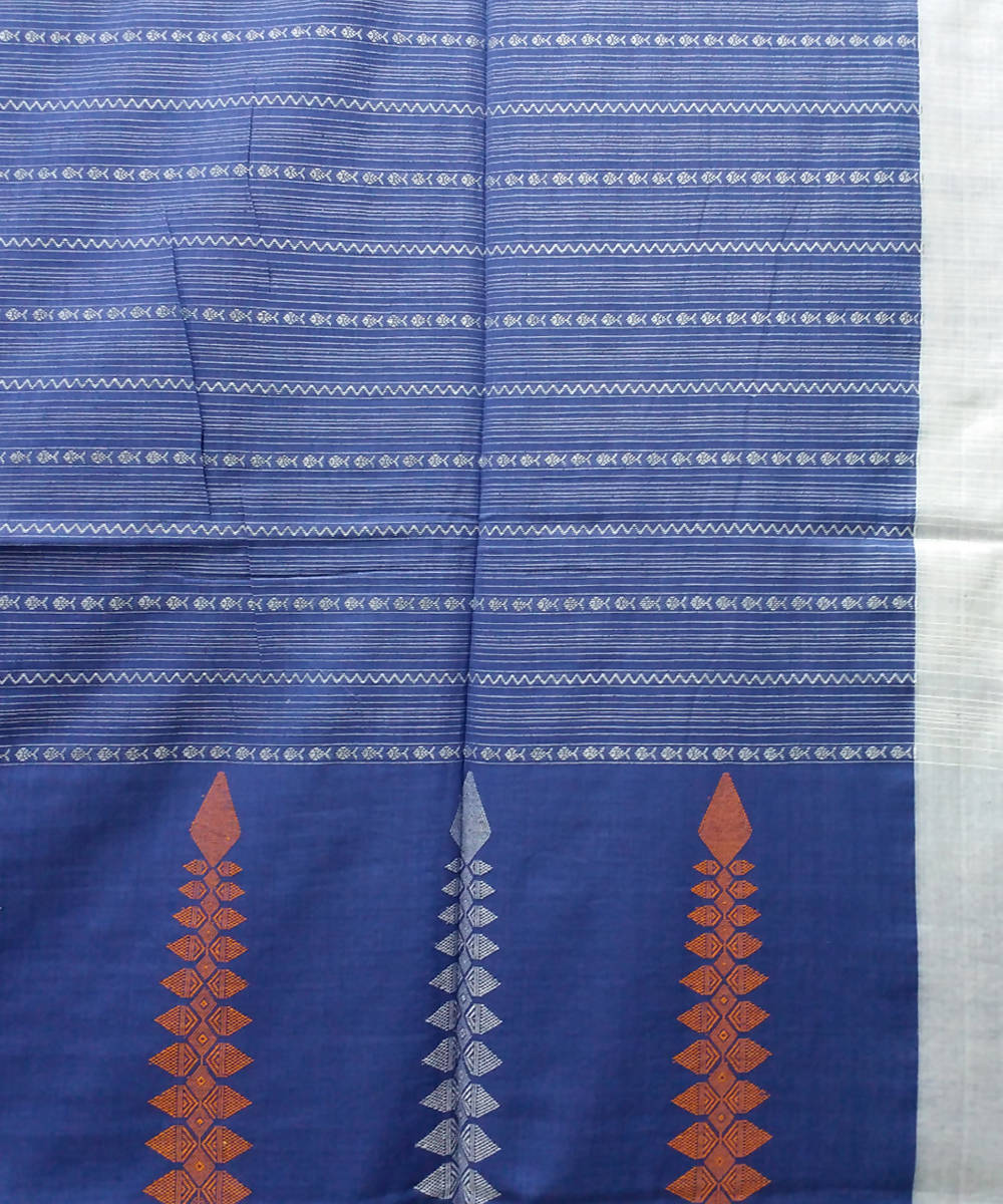 Bengal handspun cotton handloom navy blue saree