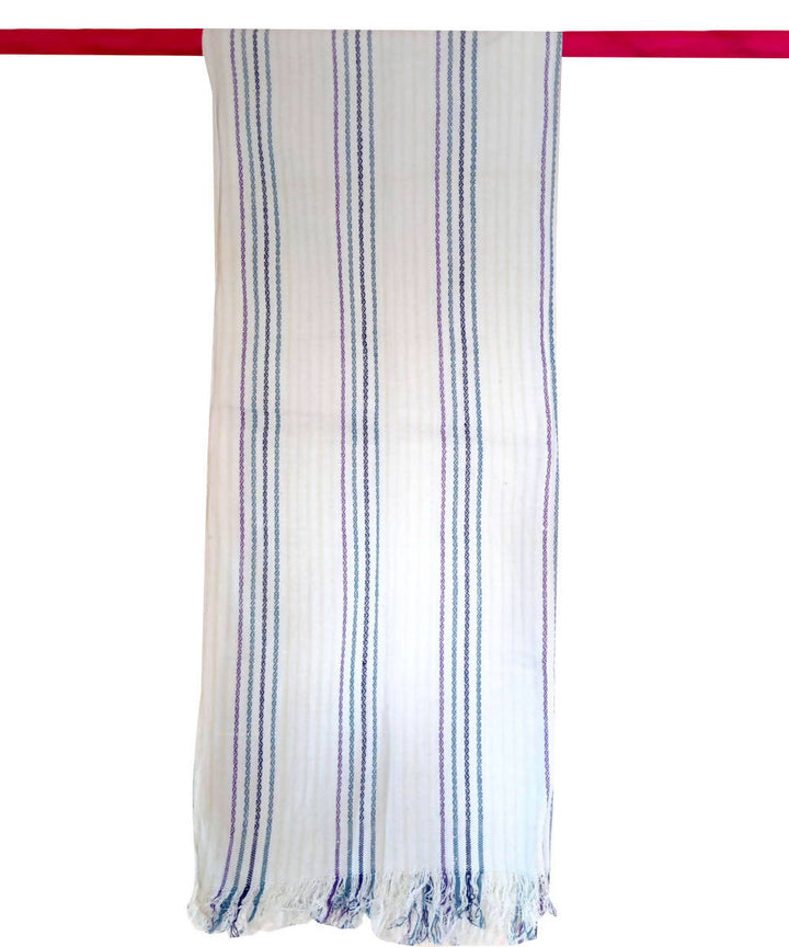 White Stripes Handspun Handwoven Cotton Bath Towel