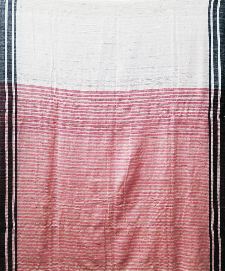Pink white handwoven cotton silk saree