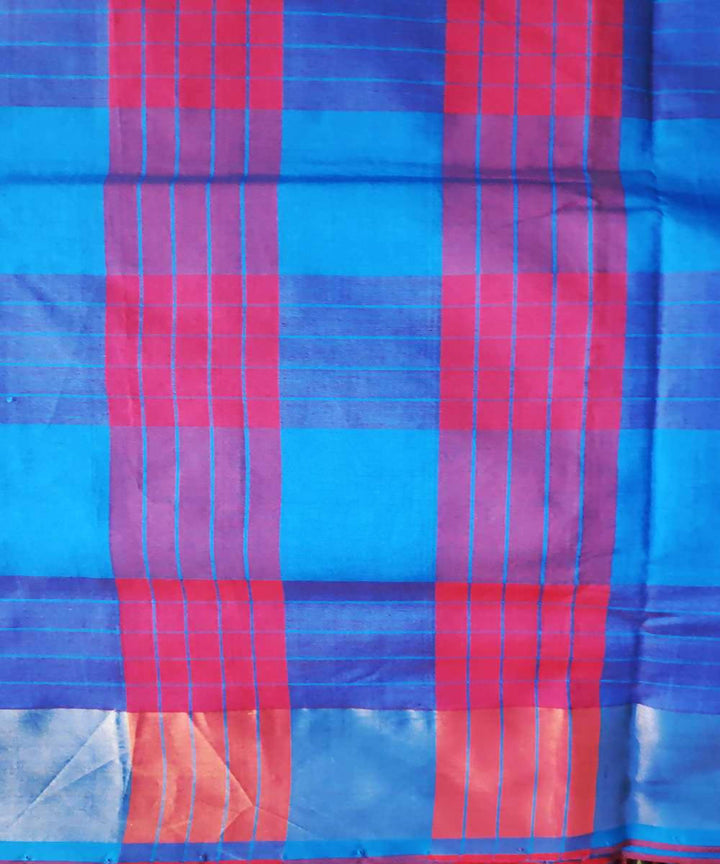 Blue and Pink Handwoven Venkatagiri Cotton silk saree