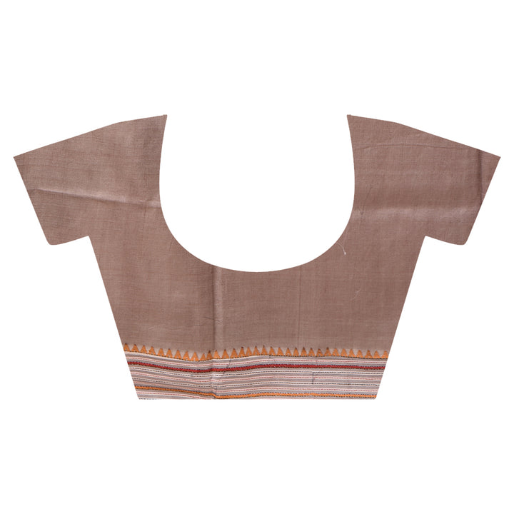 Tussar silk beige hand embroidery bengal kantha stitch saree