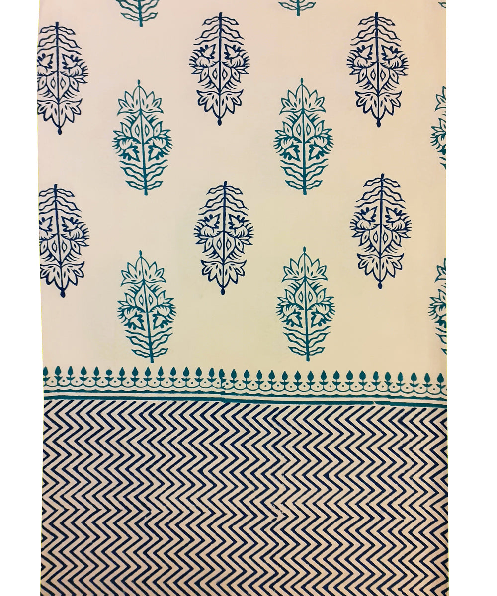 Blue hand block printed cotton bed sheet with pillow covers