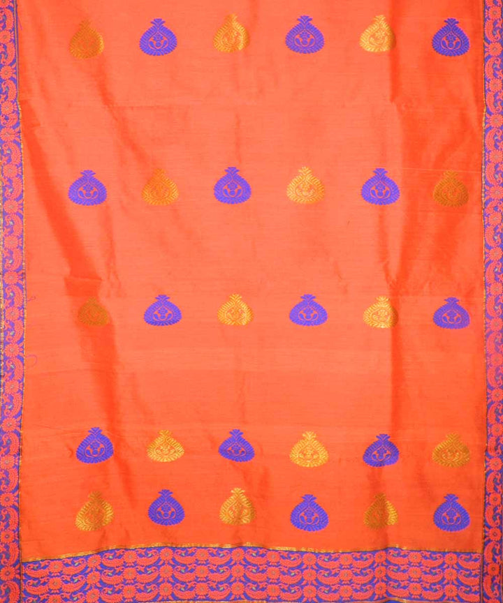 Orange and Blue Assamese Saree