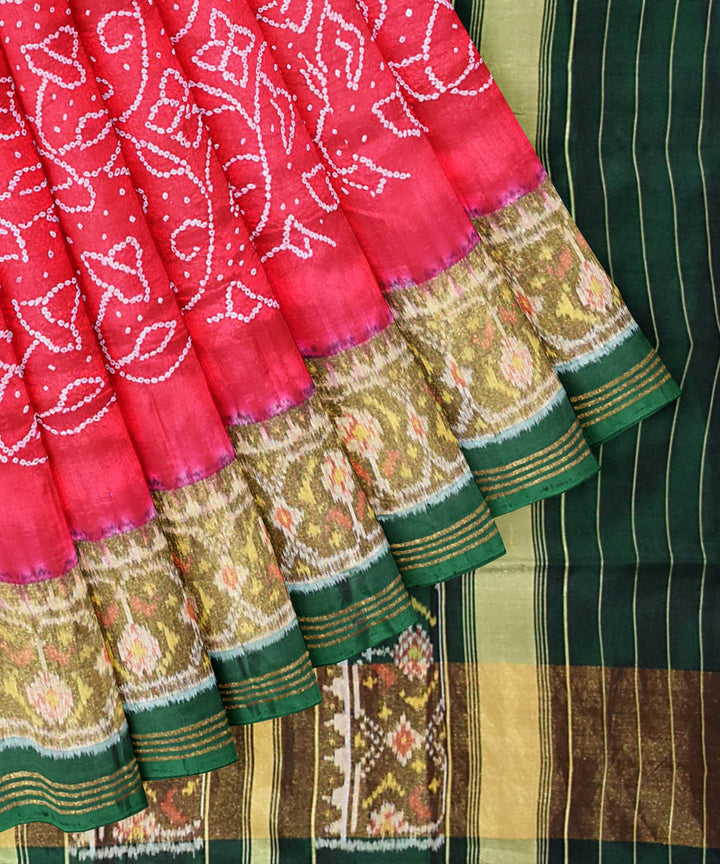 Red handwoven bandhani patola silk saree