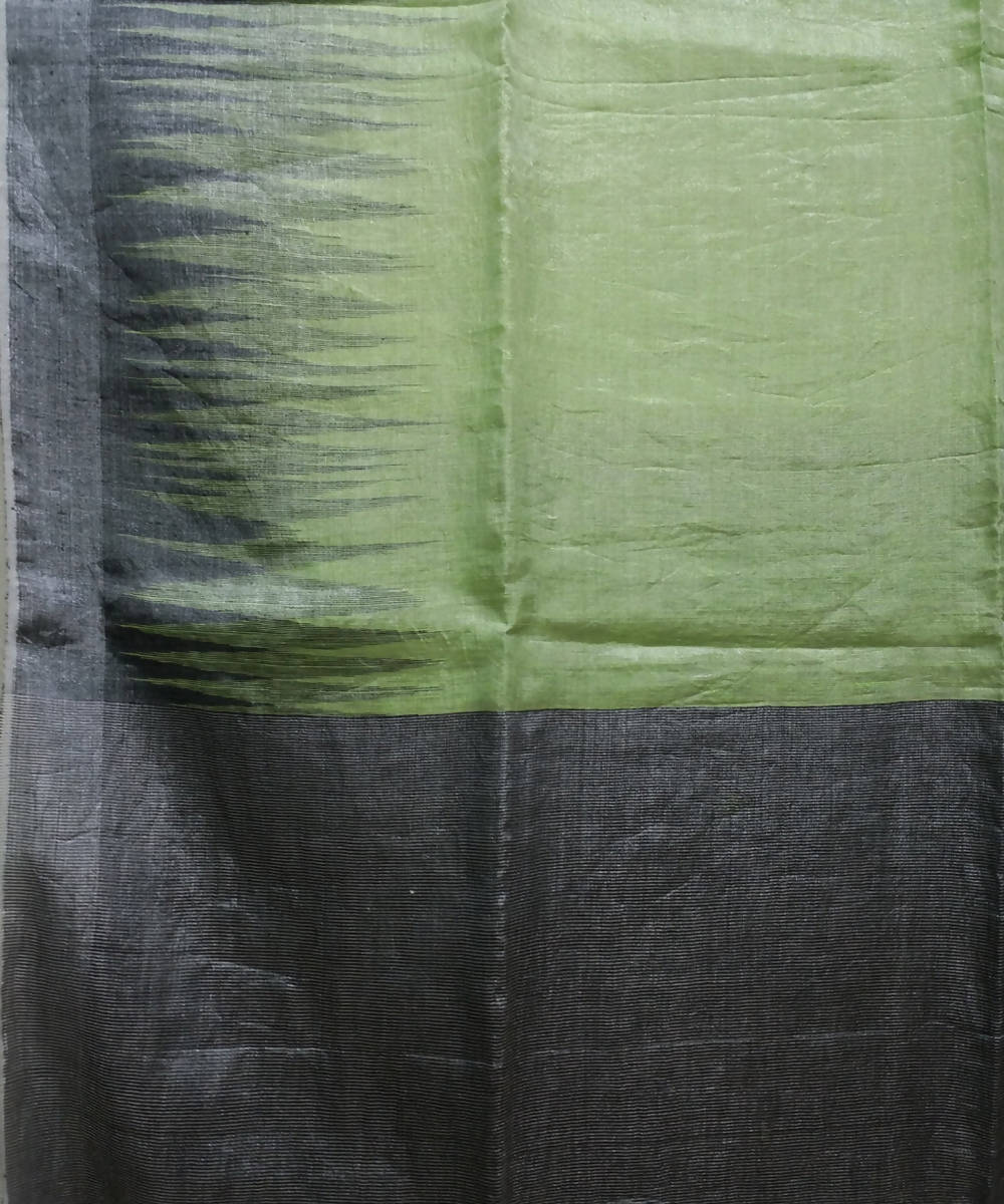 Electric green handwoven Linen tissue Saree