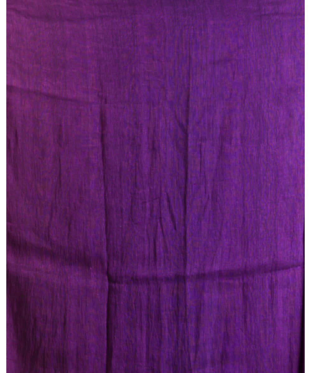 Violet silver handwoven bengal cotton and linen saree