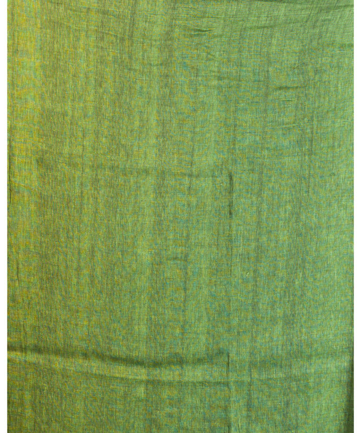 Light green silver handwoven bengal cotton linen saree