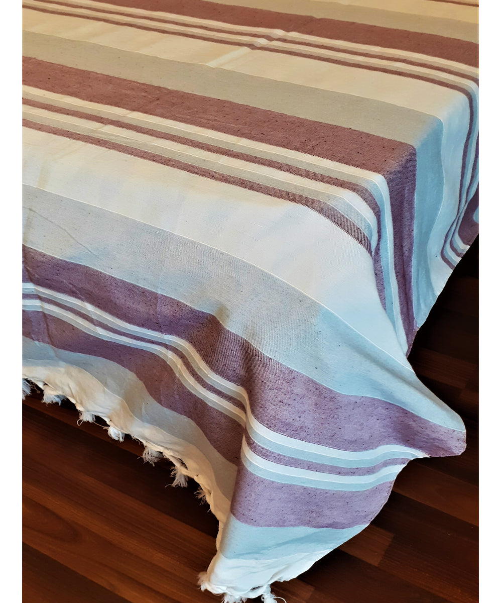 Multi colour handloom cotton stripe bedsheet