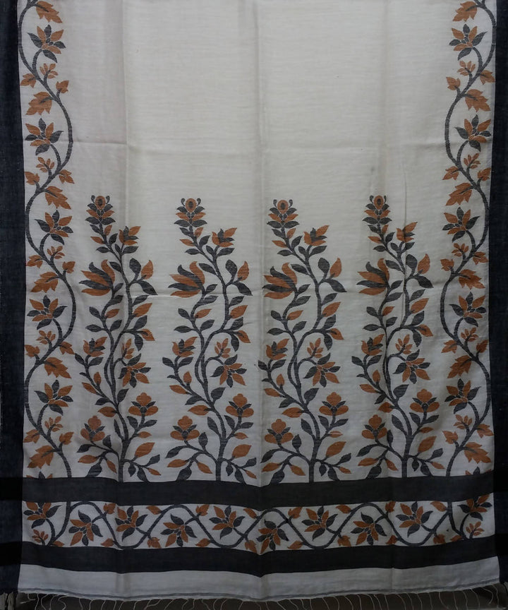 White Matka Silk Handloom Bengal Saree