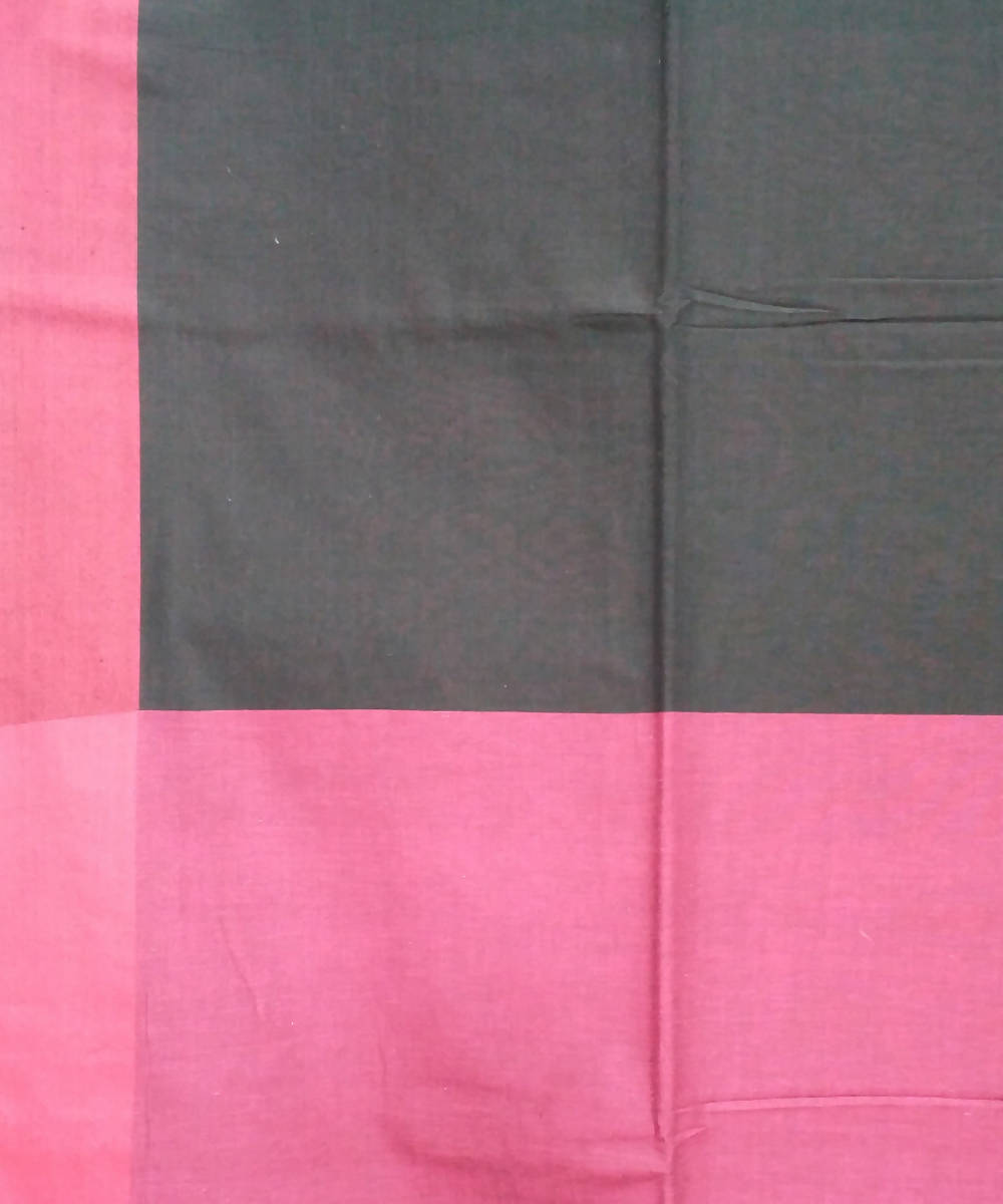 Black Pink Handspun Handwoven Cotton Saree