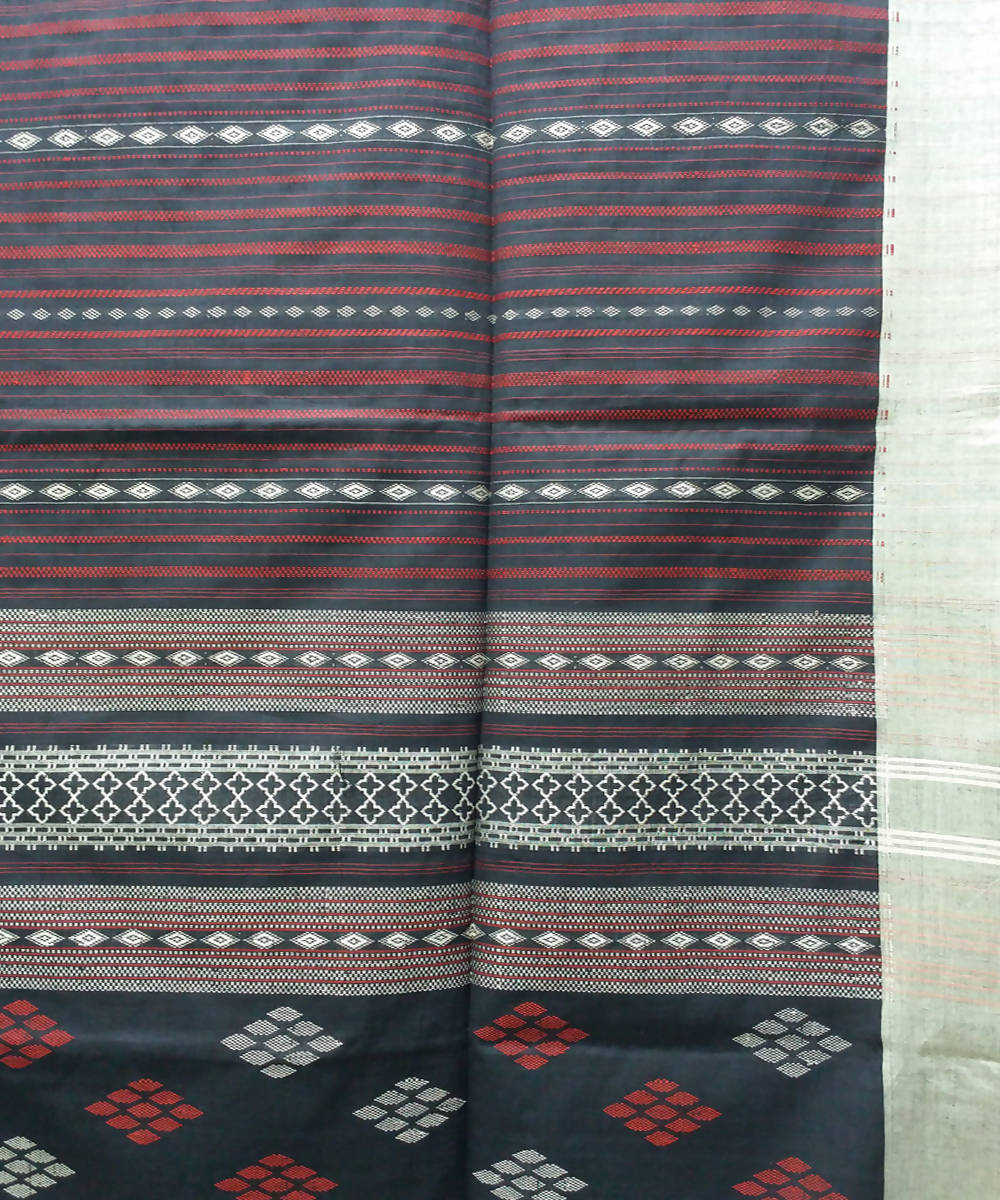 Bengal handspun handwoven cotton black saree