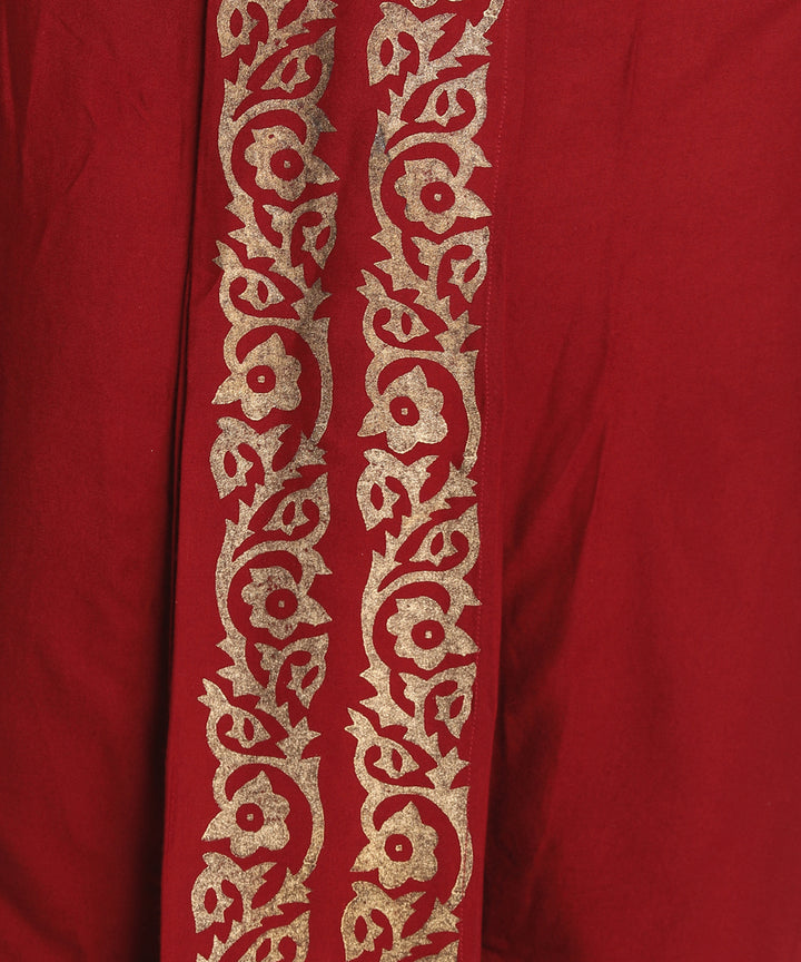 Maroon cotton ready to wear stitched handblock print dhoti