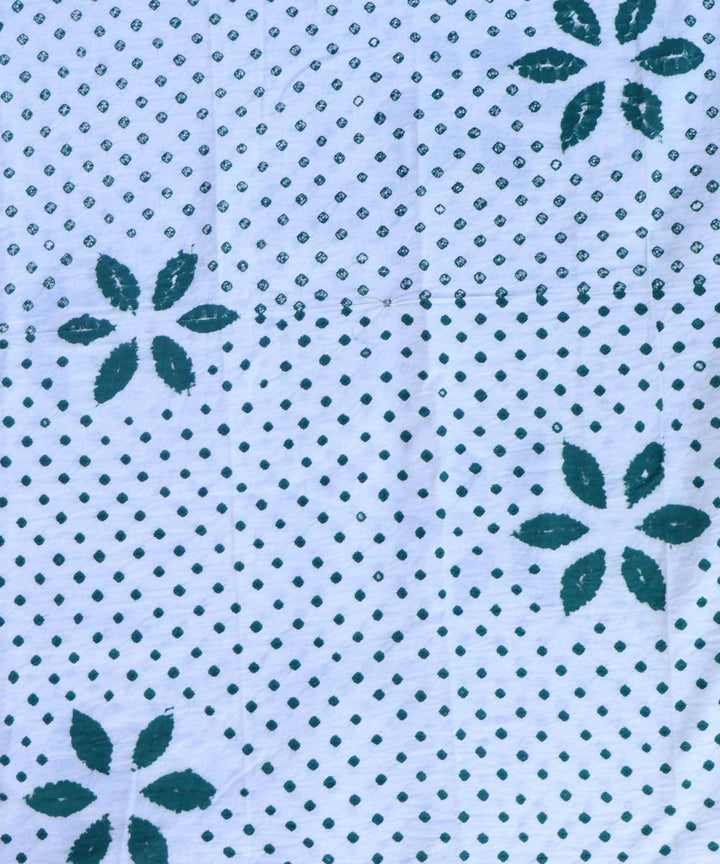offwhite dark green natural dye hand block printed cotton fabric