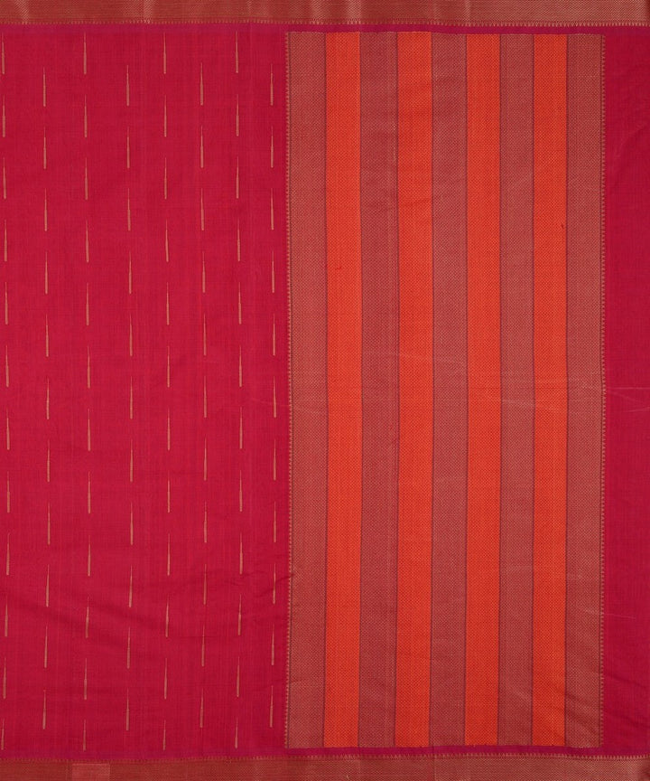 Pink malli moggu butta thread work handwoven cotton kanchi saree