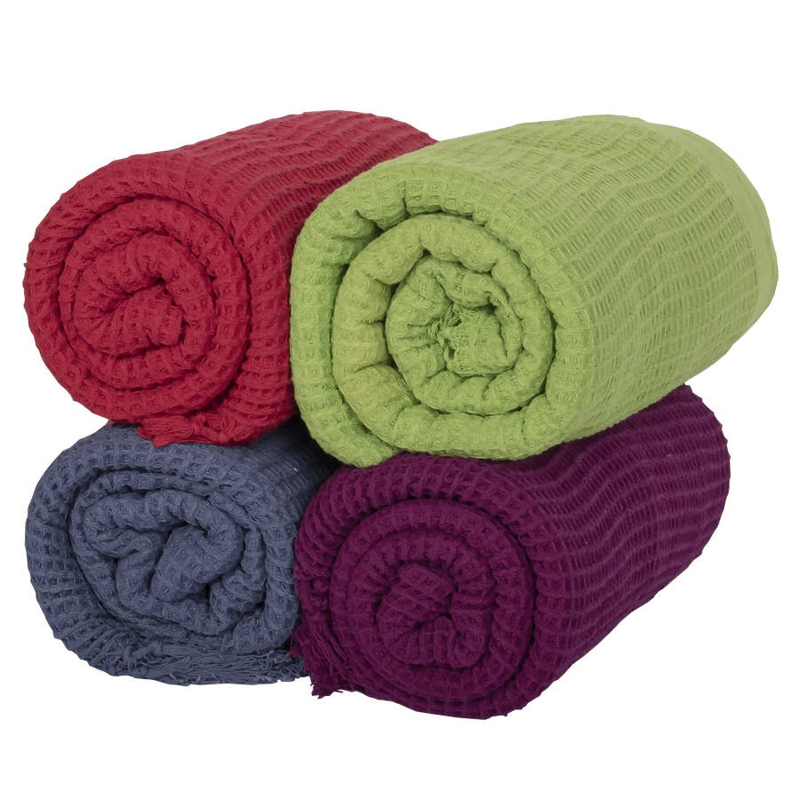 Biswa bangla handwoven honeycomb cotton bath towels (Pack of 4, Light Weight, Honey Comb Pattern, Quick Dry, Skin Friendly)