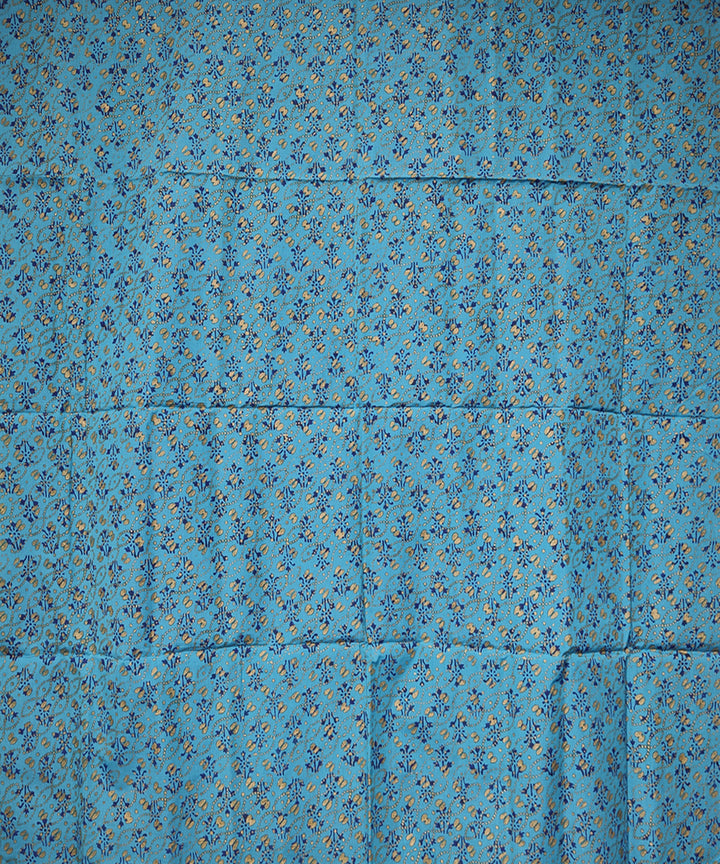 2pc Blue handloom maheshwari block print cotton silk dress material