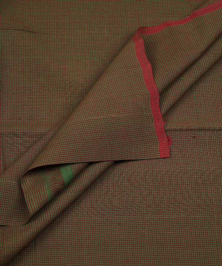 2.5m Green pink handwoven micro checks cotton mangalagiri kurta material