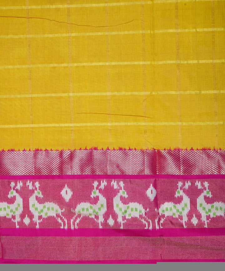 Handloom mustard yellow ikat silk pochampally saree