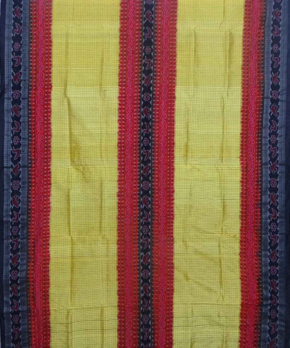 Handwoven yellow red black sambalpuri silk saree