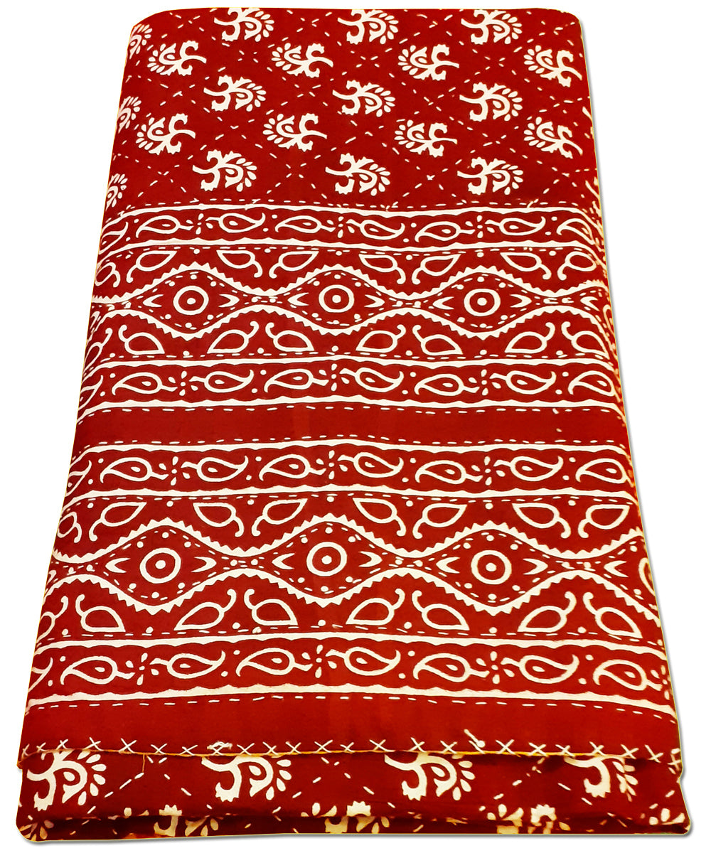 Kantha work double layered cotton bed cover