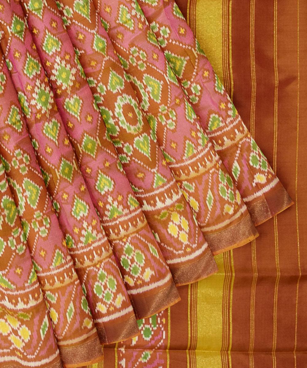 Orange silk handwoven patola saree