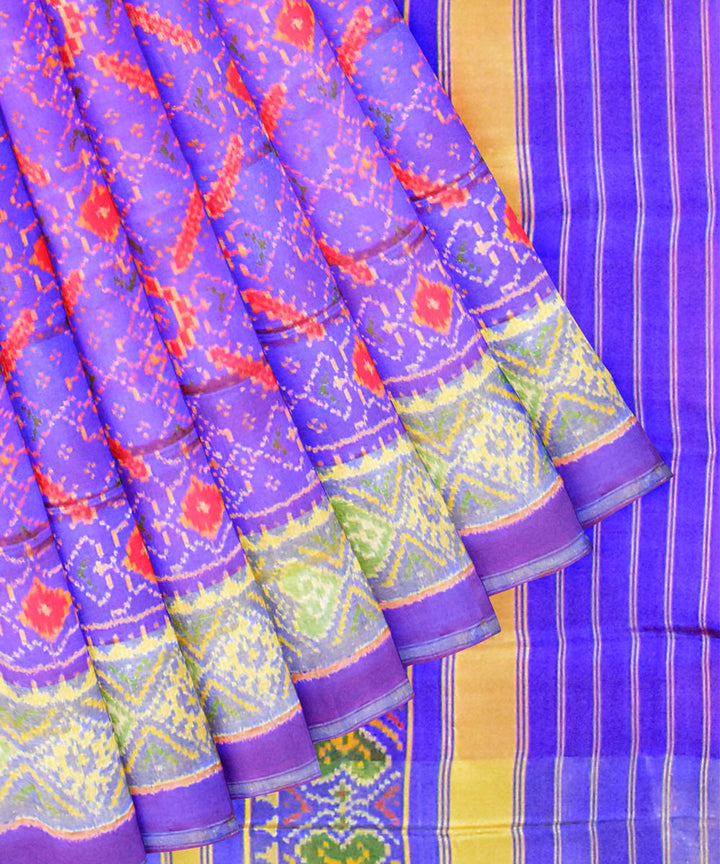 Lavender purple silk handloom patola ikat saree