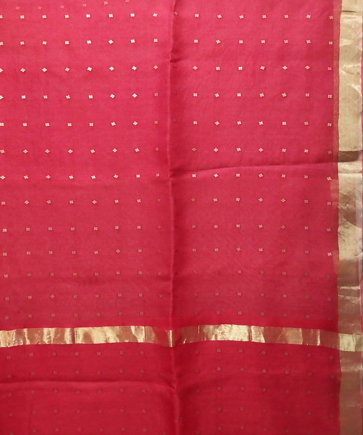 Red handwoven resham silk sequin saree