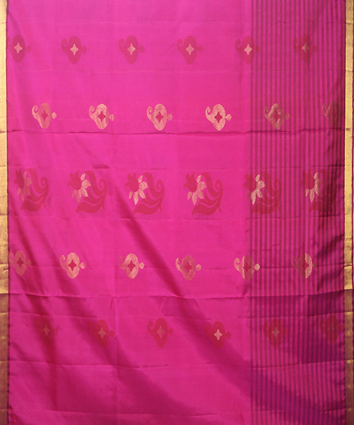 Pink Purple Handloom Soft Silk Saree