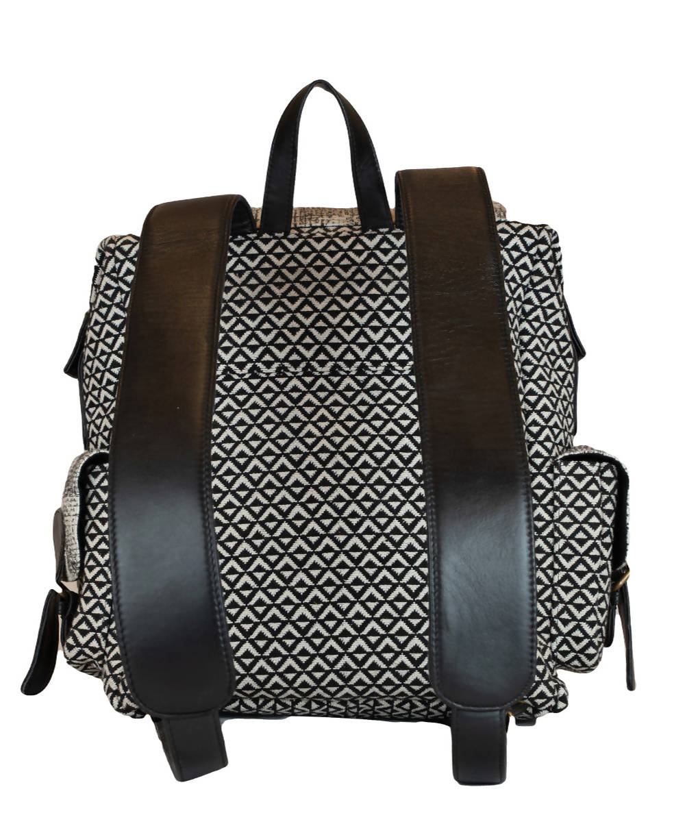 Black Handwoven Cotton Backpack