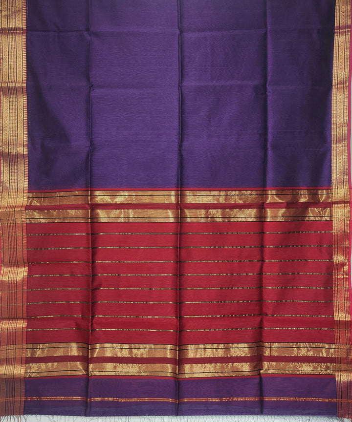 Violet blue double shade handwoven cotton silk maheshwari saree