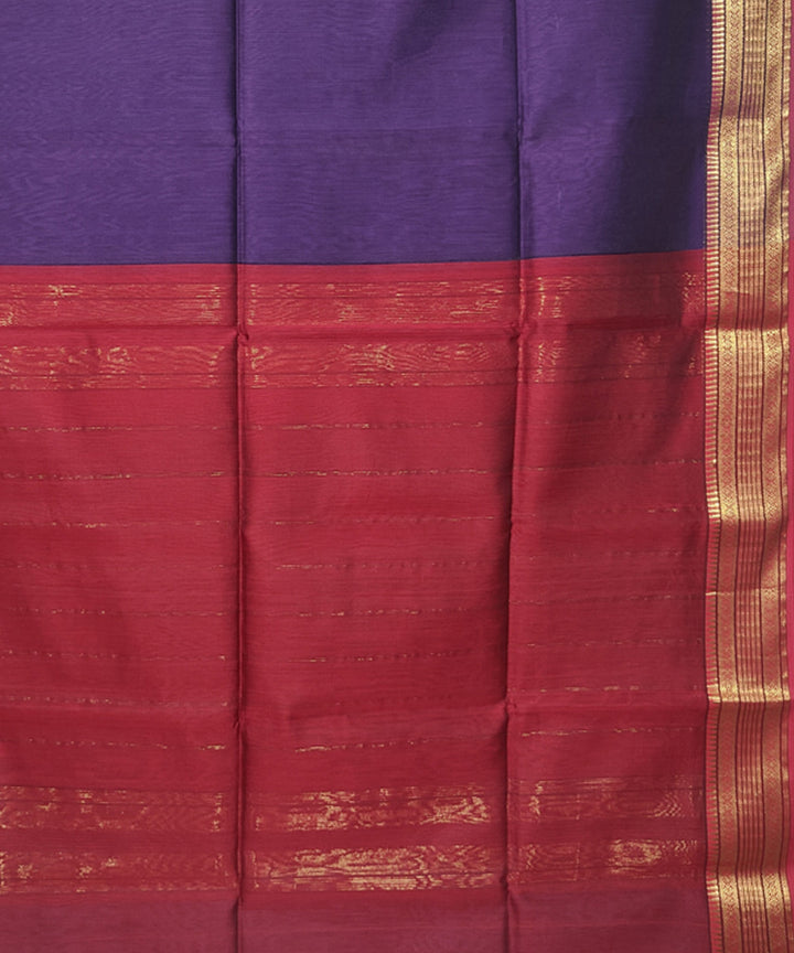 Violet blue double shade handwoven cotton silk maheshwari saree