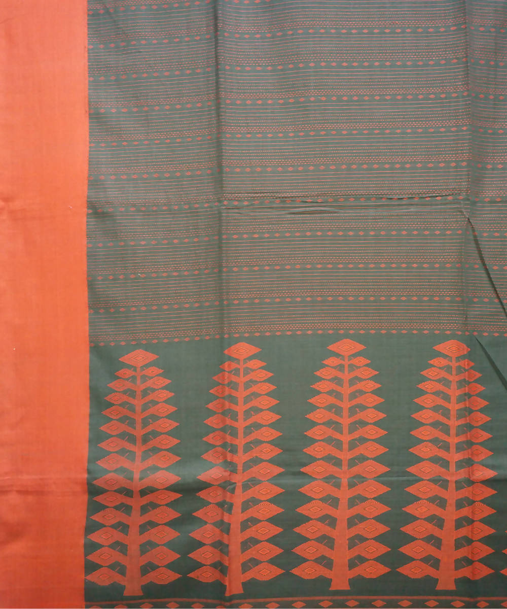 Bengal handspun handwoven cotton grey black saree